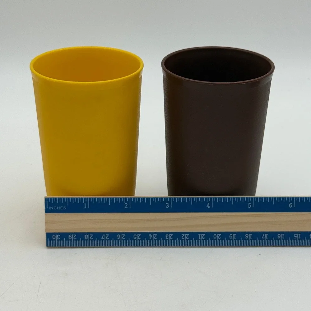 Vintage Tupperware Tumblers Set of 6 Harvest Colors Orange Yellow Green Brown